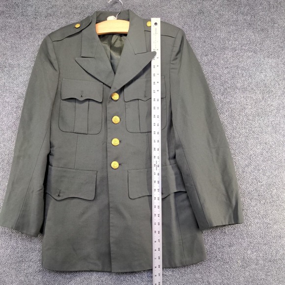 U.S. Army Men's Serge Green Coat Green Size 36 PolyWool Blend Uniform Military - Picture 11 of 13